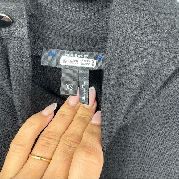 Paige Paxton Black Cutout Knit Midi Dress Tie Waist Belted Side Slit Size XS - Picture 12 of 13